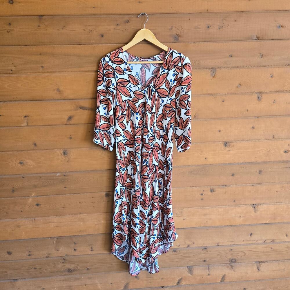 Masai Nora Dress Fall Leaf Whitecap Cottagecore Boho Botanical Preppy Midi Chic - Picture 2 of 6